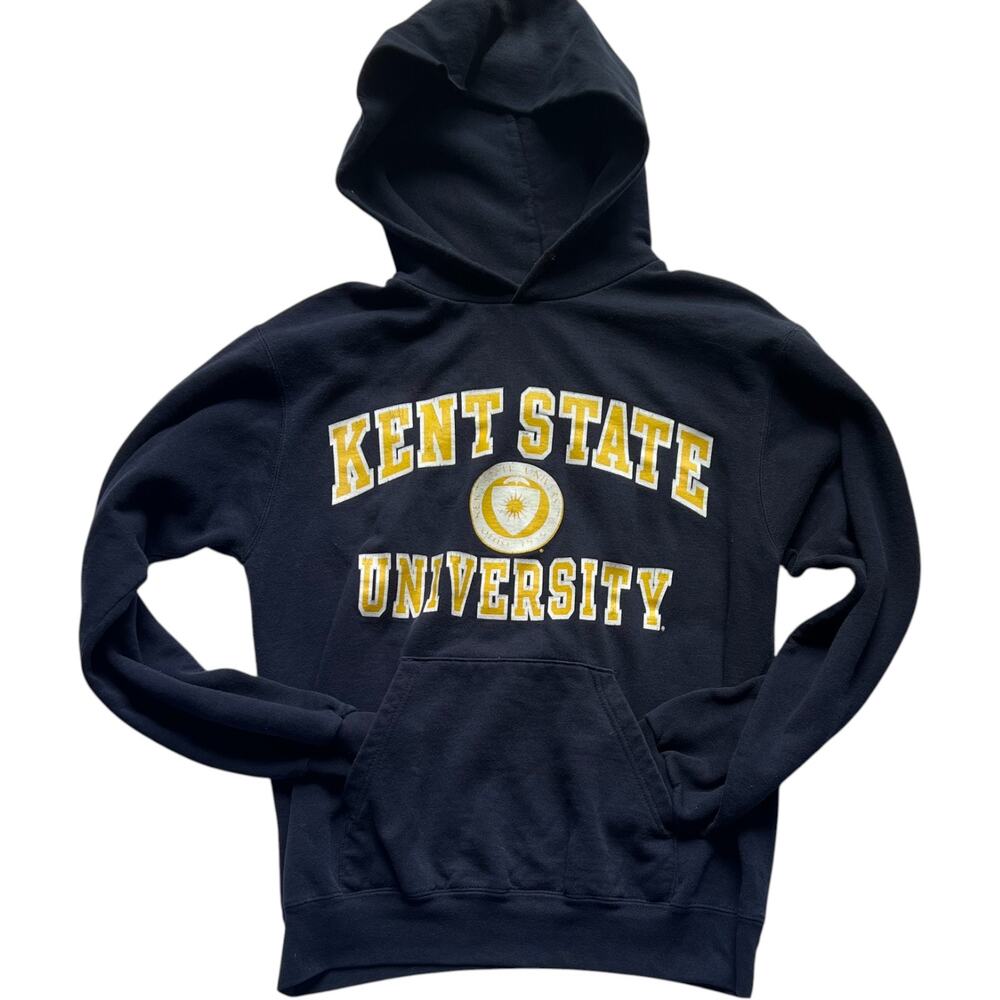 Champion Kent State University Pullover Hoodie Navy Eco Fleece Small Collegiate